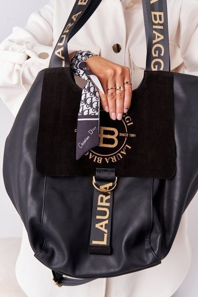 Torebka Shopper Na Ramię LAURA BIAGGI Czarna