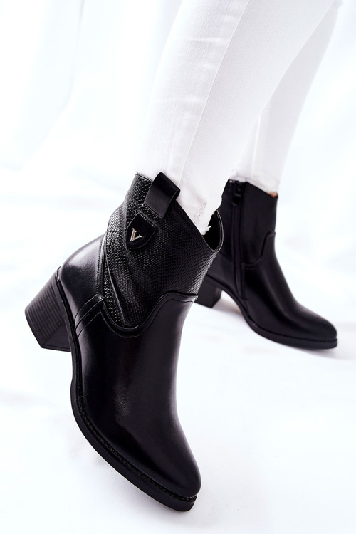 Damskie Ocieplane Botki Czarne Palile