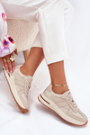 Skórzane Damskie Buty Sportowe Sneakersy Daniel Lopez Just Dare SS2D4043 Beżowe
