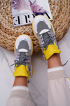 Sportowe Damskie Buty Kolorowe Wstawki Żółte Colored