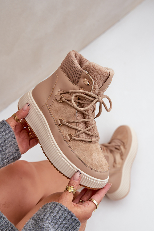 Niskie Śniegowce Na Platformie Brązowe Naliora