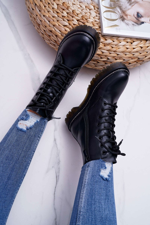 Damskie Botki Glany Workery Czarne Barski 56-5