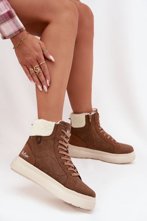 Buty Zimowe Damskie Z Kożuszkiem Lee Cooper LCJ-25-01-3735 Brązowe