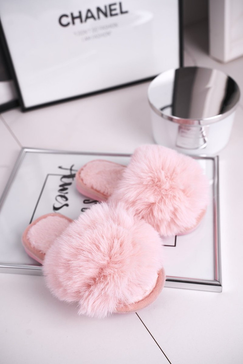 Dziecięce Papcie Klapki z Futerkiem Jasny Róż Snow Ball