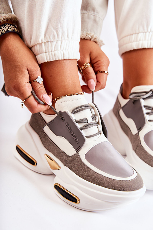 Damskie Sneakersy Sportowe Buty Biało-Szare New Horizon