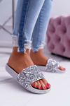 Damskie Klapki Srebrne Glamour