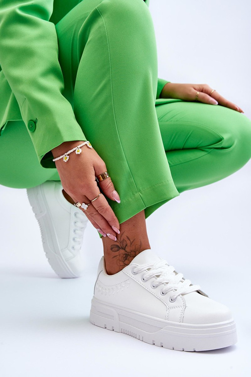 Wygodne Damskie Buty Sportowe Na Platformie Białe Devan