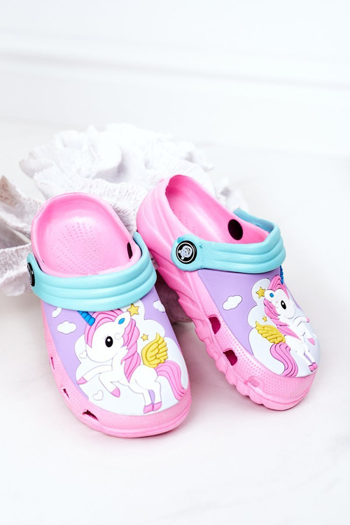 Dziecięce Piankowe Klapki Kroksy Z Jednorożcem Różowe