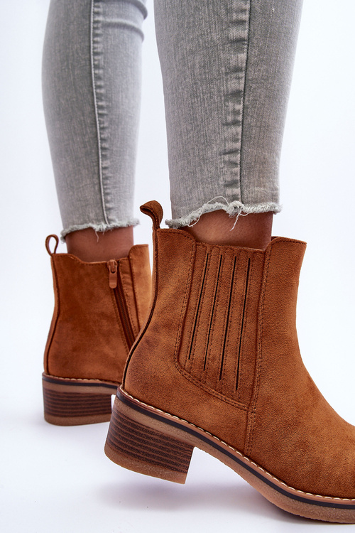 Klasyczne Zamszowe Botki Damskie Brązowe Metanassa