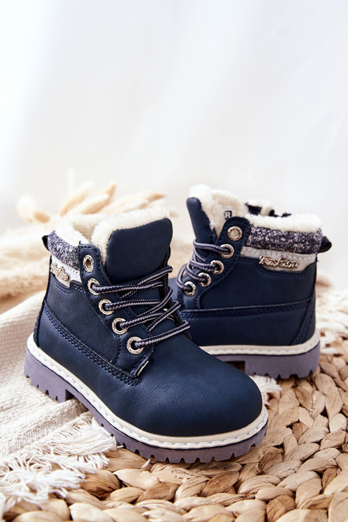 Dziecięce Ocieplane Traperki Z Futerkiem Granatowe Estee