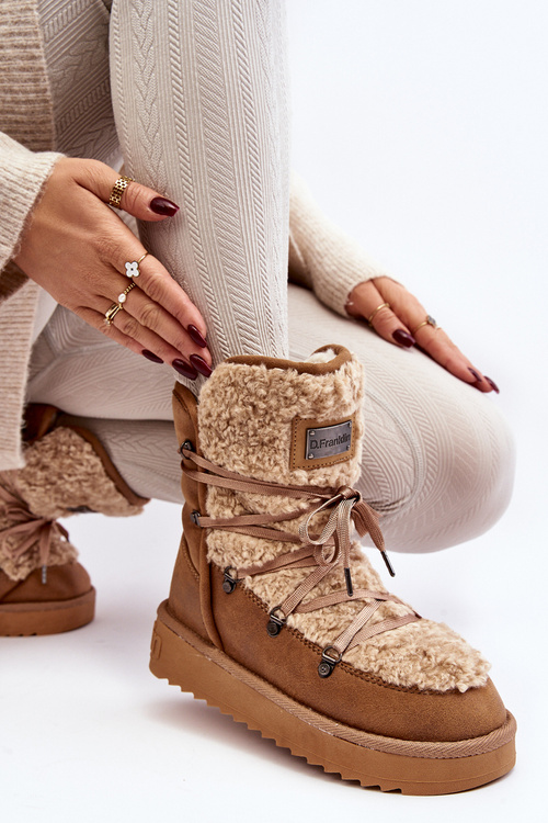 Wodoodporne Śniegowce Na Platformie Wegańskie D.Franklin DFSH370004 Brązowe