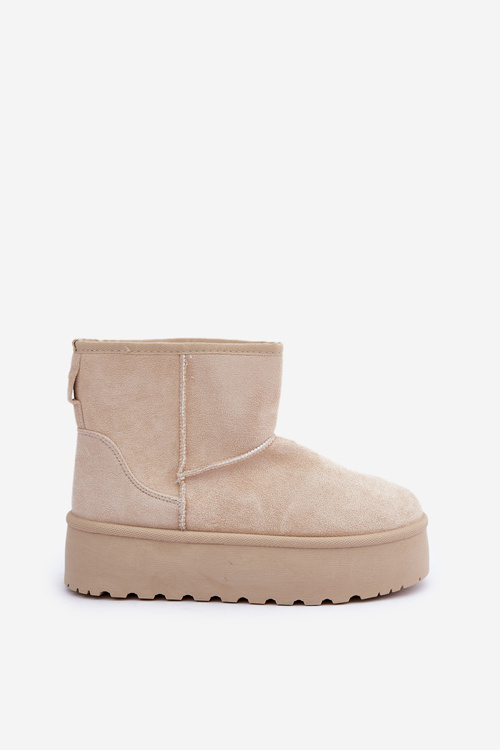 Damskie Śniegowce Na Platformie Jasnobeżowe Leanara