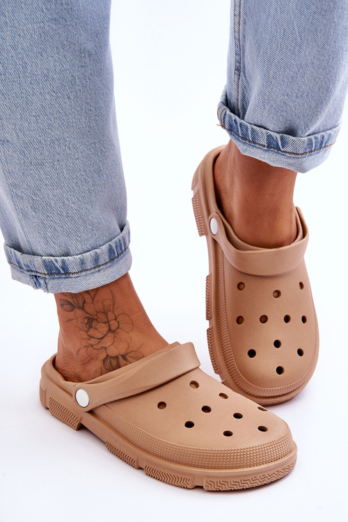 Damskie Gumowe Kroksy Brązowe Rabios