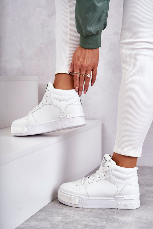 Damskie Wysokie Buty Sportowe Białe Trisa