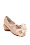 Dziecięce Lakierowane Balerinki Z Kokardą Beżowe Zolly