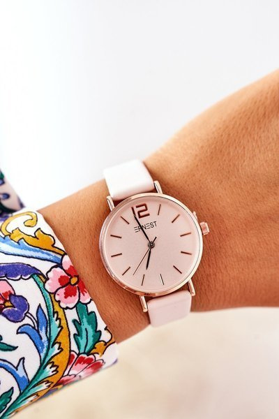 Zegarek Na Skórzanym Pasku Bez Niklu ERNEST Beżowy