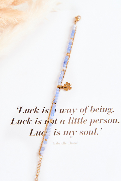 Damska Bransoletka Z Koralikami Niebiesko-Złota