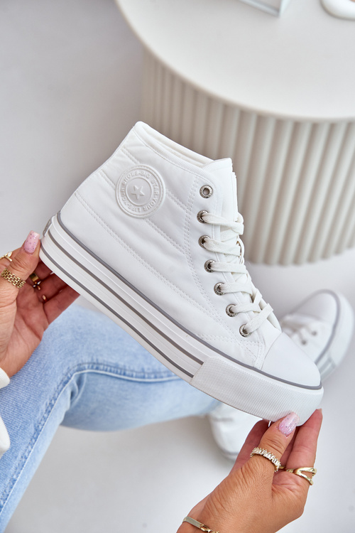 Ocieplane Trampki Damskie Na Platformie OO274A473 Białe