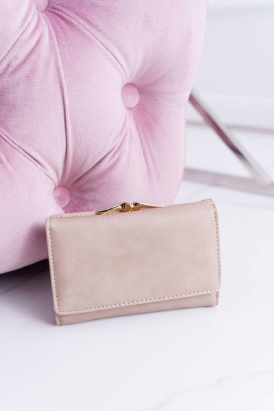 Portfel Damski Klasyczny Mały Beżowy Na Bigiel