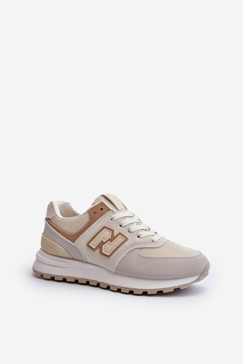 Buty Sportowe Sneakersy Damskie Beżowe Alettesa