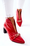 Skórzane Botki Na Słupku Maciejka Czerwone 05262-08