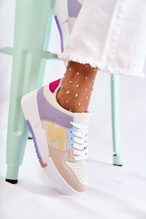 Damskie Skórzane Buty Sportowe Beżowe Francis