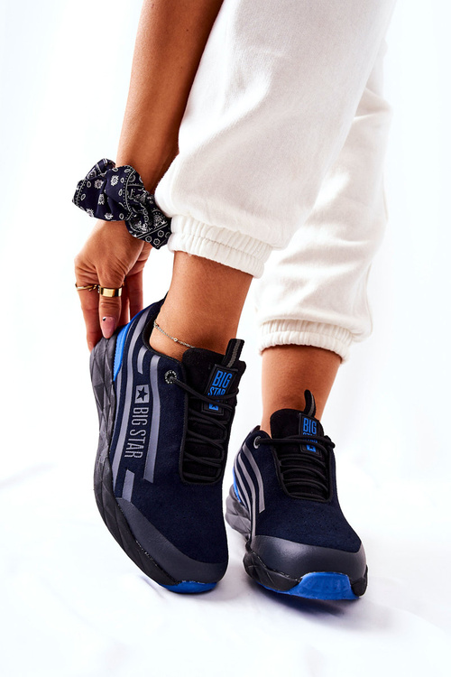 Skórzane Buty Sportowe Big Star II274459 Granatowe