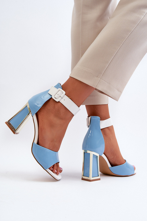 Lakierowane Sandały Na Słupku Niebieskie Adrianu