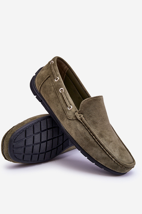 Męskie Zamszowe Wsuwane Mokasyny Zielone Rayan