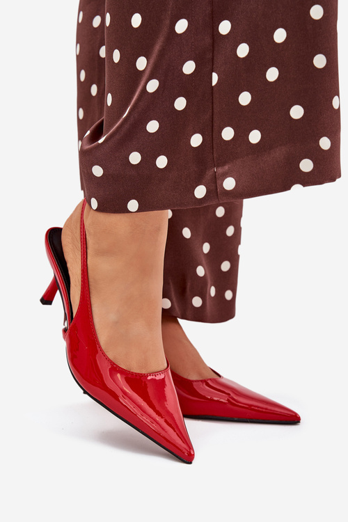 Lakierowane Czółenka Na Szpilce Z Odkrytą Piętą Czerwone Talira