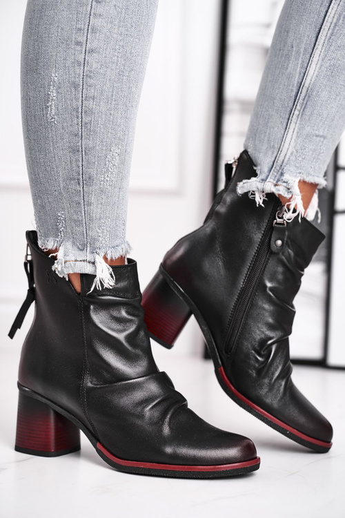 Botki Damskie Na Słupku Maciejka Czarne 04757-01