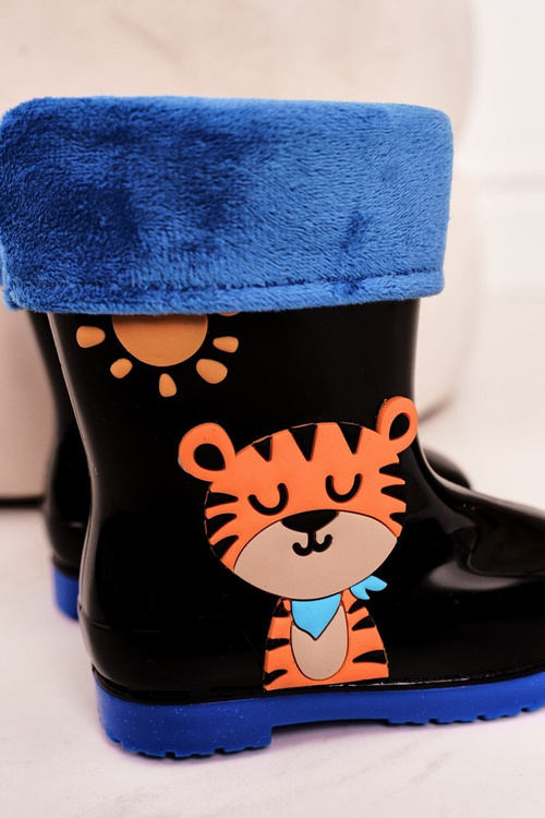 Dziecięce Ocieplane Kalosze Z Tygryskiem Czarne