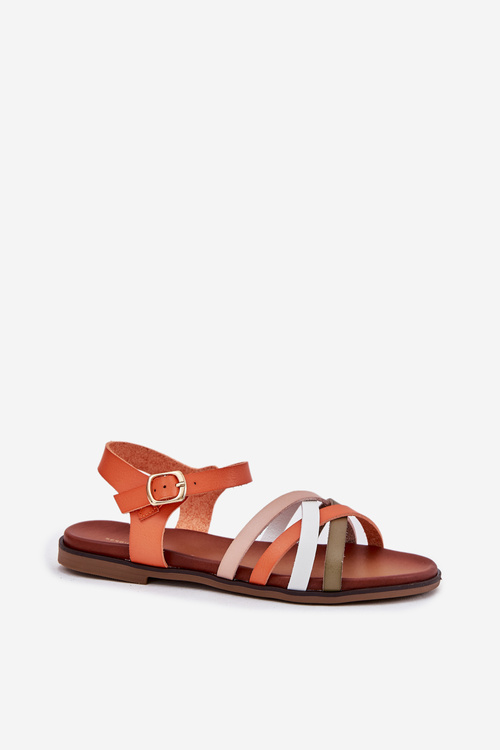 Damskie Sandały Z Przeplatającymi Się Paskami Sergio Leone SK090H Pomarańczowe