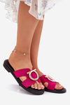 Klapki Damskie Na Płaskim Obcasie Z Ozdobą Vinceza 17381 Fuksja