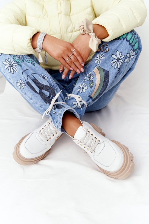 Skórzane Półbuty Oxfordy Lewski Shoes 3011-0 Białe