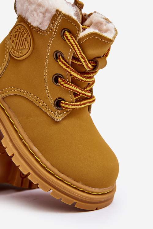 Dziecięce Trapery Botki Na Suwak z Kożuszkiem Camel Marialee