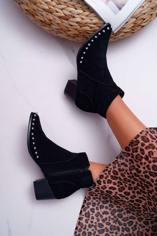 Botki Damskie z Dżetami Czarne Sobery