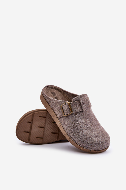 Kapcie Męskie Z Klamrą Klapki Profilaktyczne Inblu MT000012 Beżowe