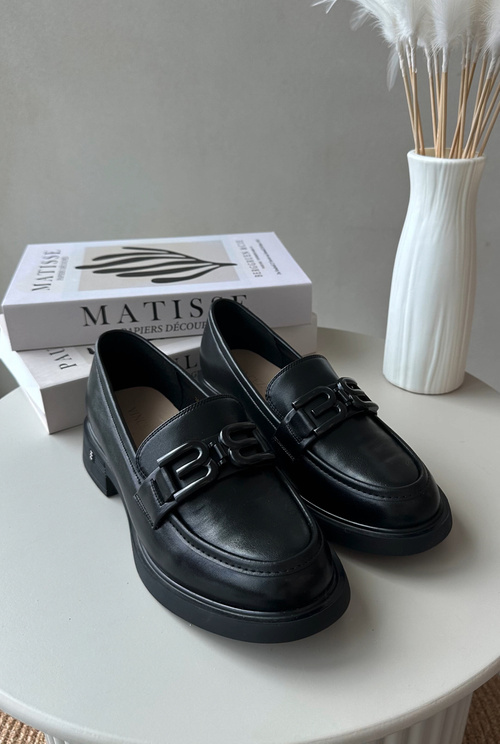 Eleganckie Skórzane Mokasyny Damskie Czarne Triana