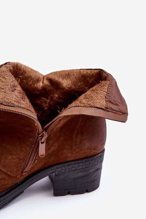 Ocieplane Botki Na Obcasie Camel Effie