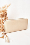 Duży Portfel Damski Z Breloczkiem Ecru
