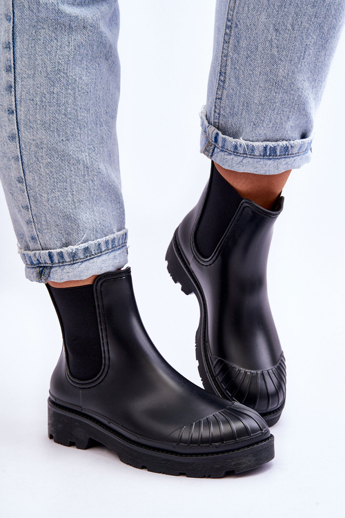 Wsuwane Gumowe Botki Kalosze Sztyblety Czarne Carme