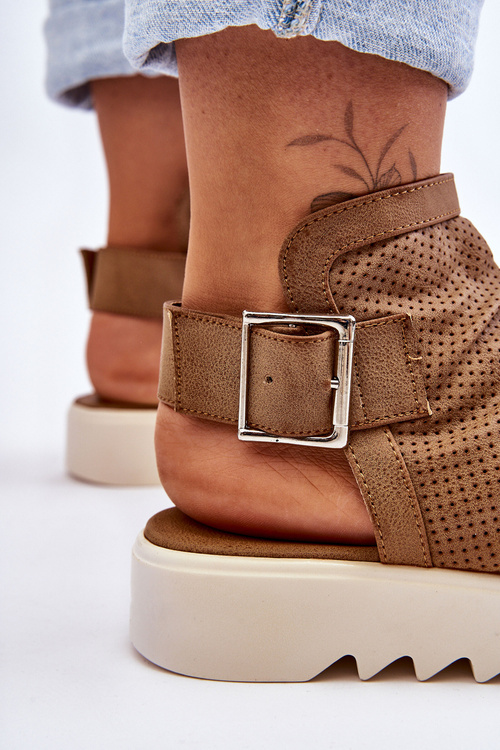 Damskie Sandały Z Cholewką Za Kostkę Camel Adonis