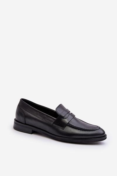 Męskie Skórzane Półbuty Loafersy Zazoo 1570/1 Czarne 
