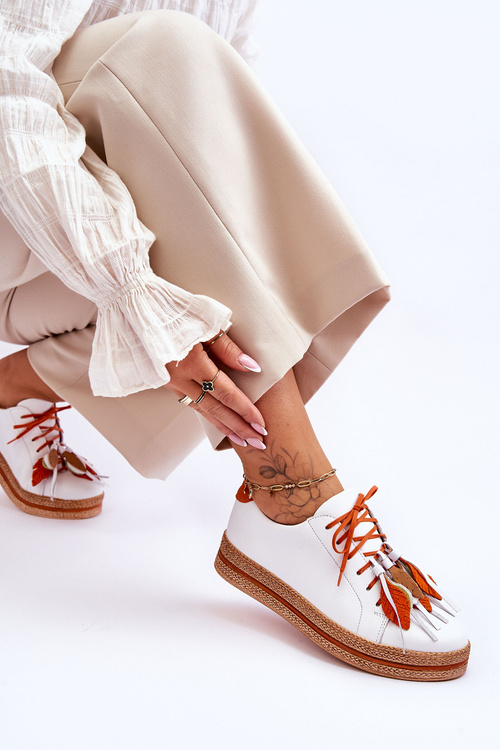 Skórzane Półbuty Maciejka 04550-11 Białe