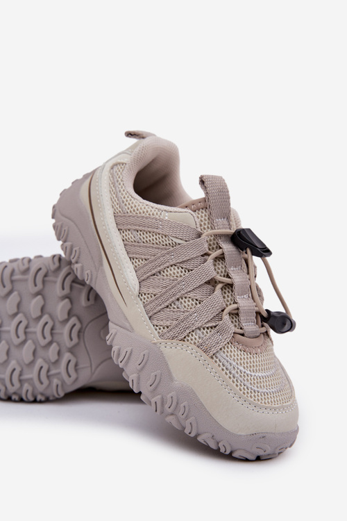Sneakersy Dziecięce Ze Ściągaczem Jasnobeżowe Nanelita