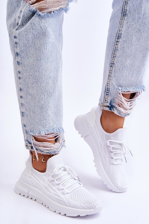 Damskie Wsuwane Buty Sportowe Sneakersy Białe Rosett