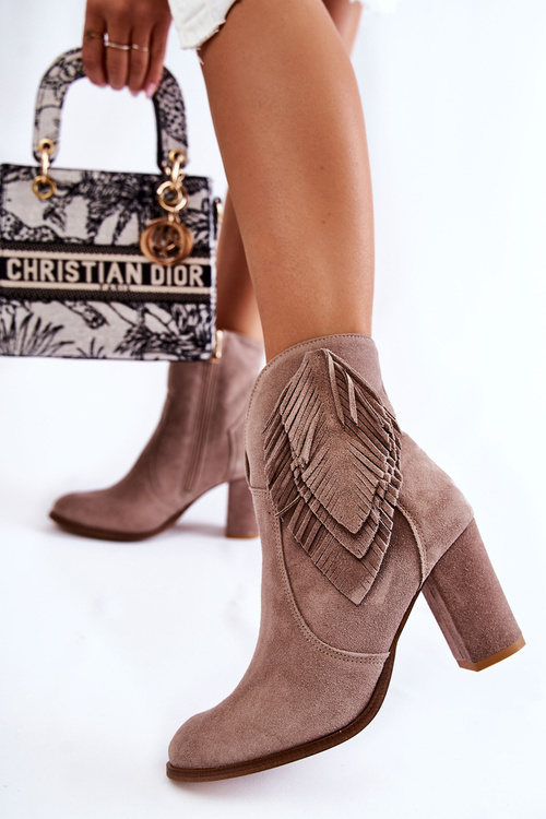 Damskie Zamszowe Botki Lewski Shoes 3093 Cappucino