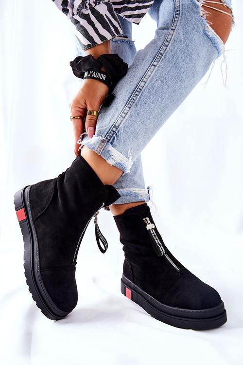 Botki Damskie Na Platformie Czarne Charlee