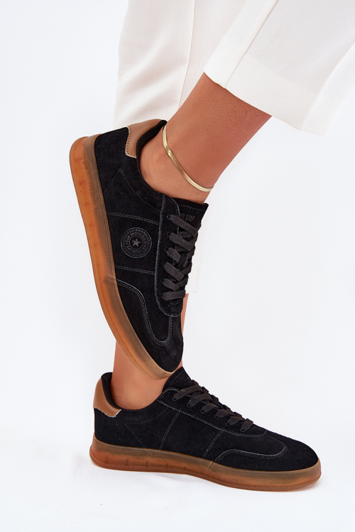 Zamszowe Sneakersy Damskie Big Star RR274851 HI-POLY SYSTEM Czarne